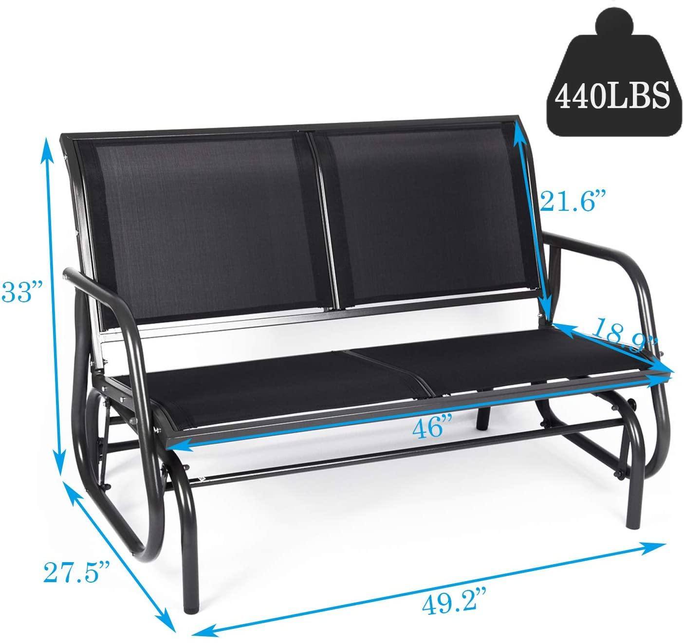 Bosonshop Outdoor Swing Glider Bench for 2 Persons Patio Rocking Chair
